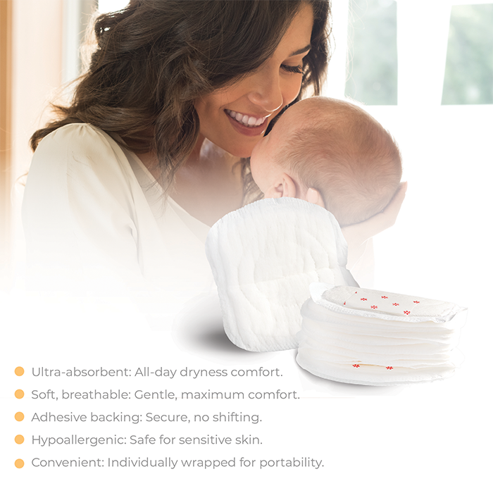 Nurtur Disposable Breast Pads for Nursing Mothers – Pack of 24 – Ultra-Thin, Leak-Proof, Individually Wrapped, Soft & Breathable with Honeycomb Quick-Absorb Design