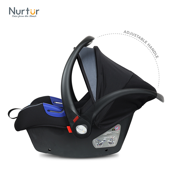 Nurtur Nemo Baby Carrier - Adjustable Canopy and Handle - Extra Protection – 3 -Point Safety Harness - Suitable from 0 months to 12 months, Upto 13kg, Grey Multi