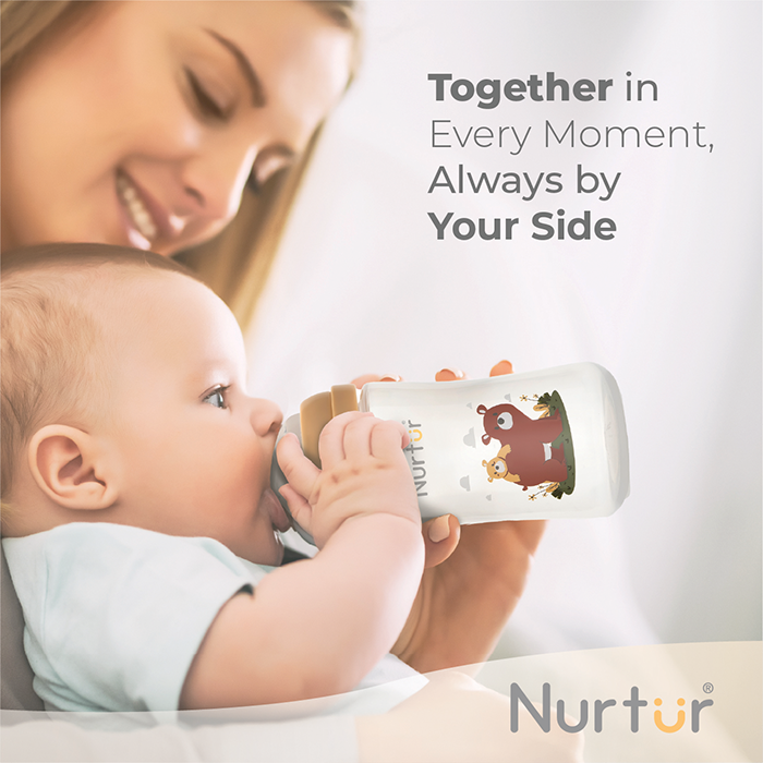 Nurtur Cozi - 240Ml Anticolic Feeding Bottle - PP - Brown Multi