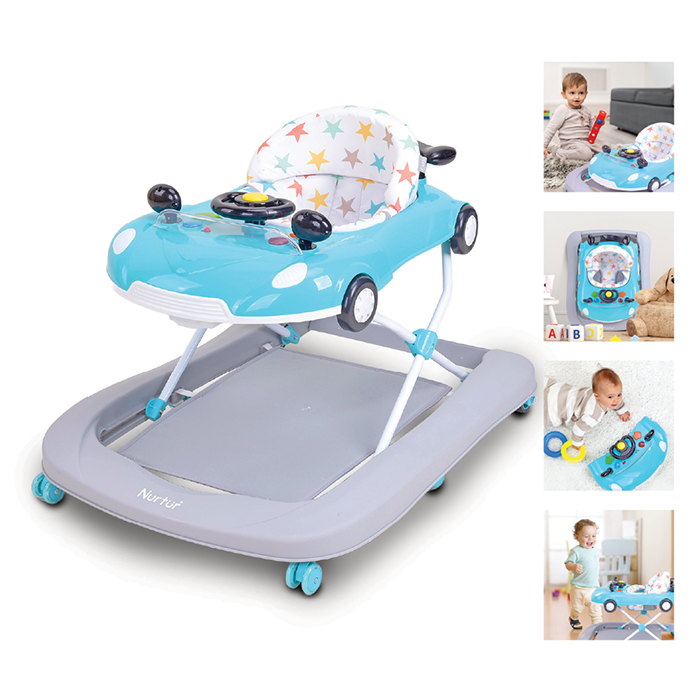 Nurtur 4 In 1 Baby Multi Walker-rocking Function- Music - 5 Height Adjustment- feeding table, car mould, easy fold - Multi
