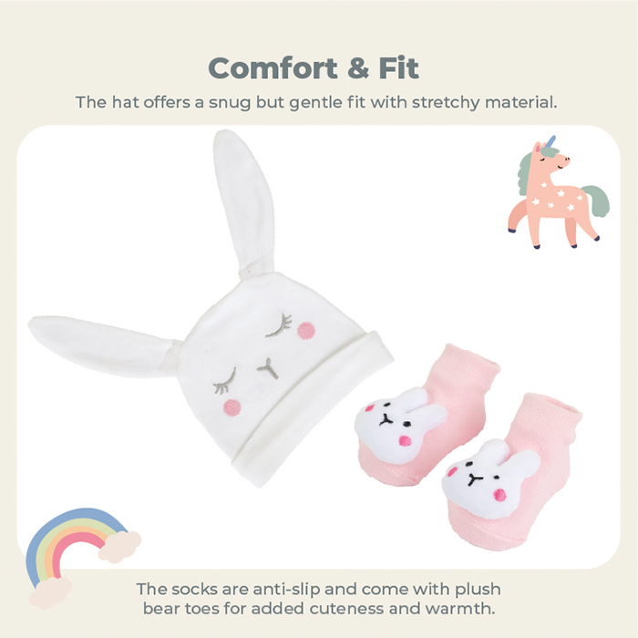 Nurtur Gift Pack Hat + Socks (Mesh Gift bag) - Pink/Girl