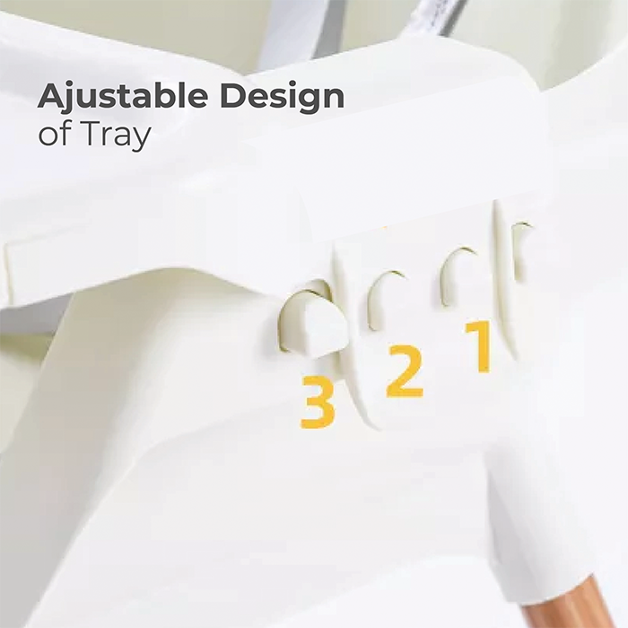 Nurtur 2 in 1High chair, adjustable height, wooden finish, with padded cushioning, Detachable Tray, footrest included - Blue