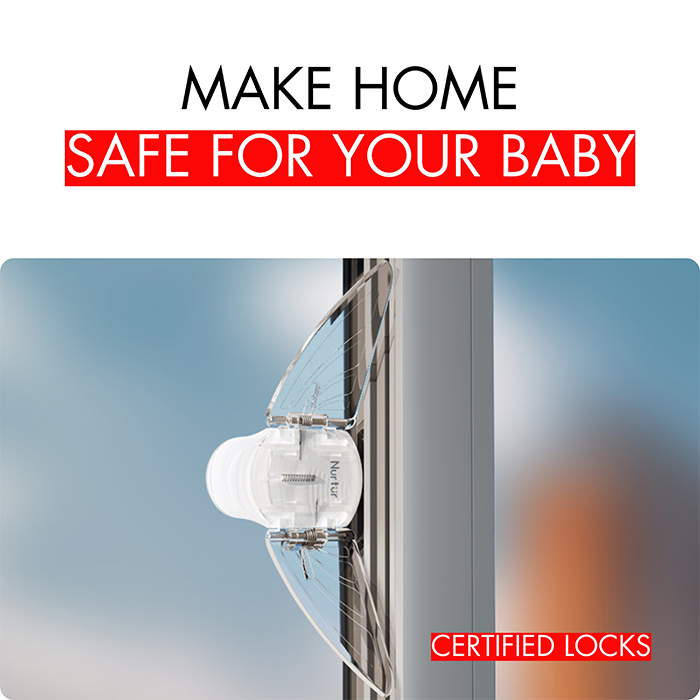Nurtur Child Safety Window Lock - Sliding & Casement (Transparent)