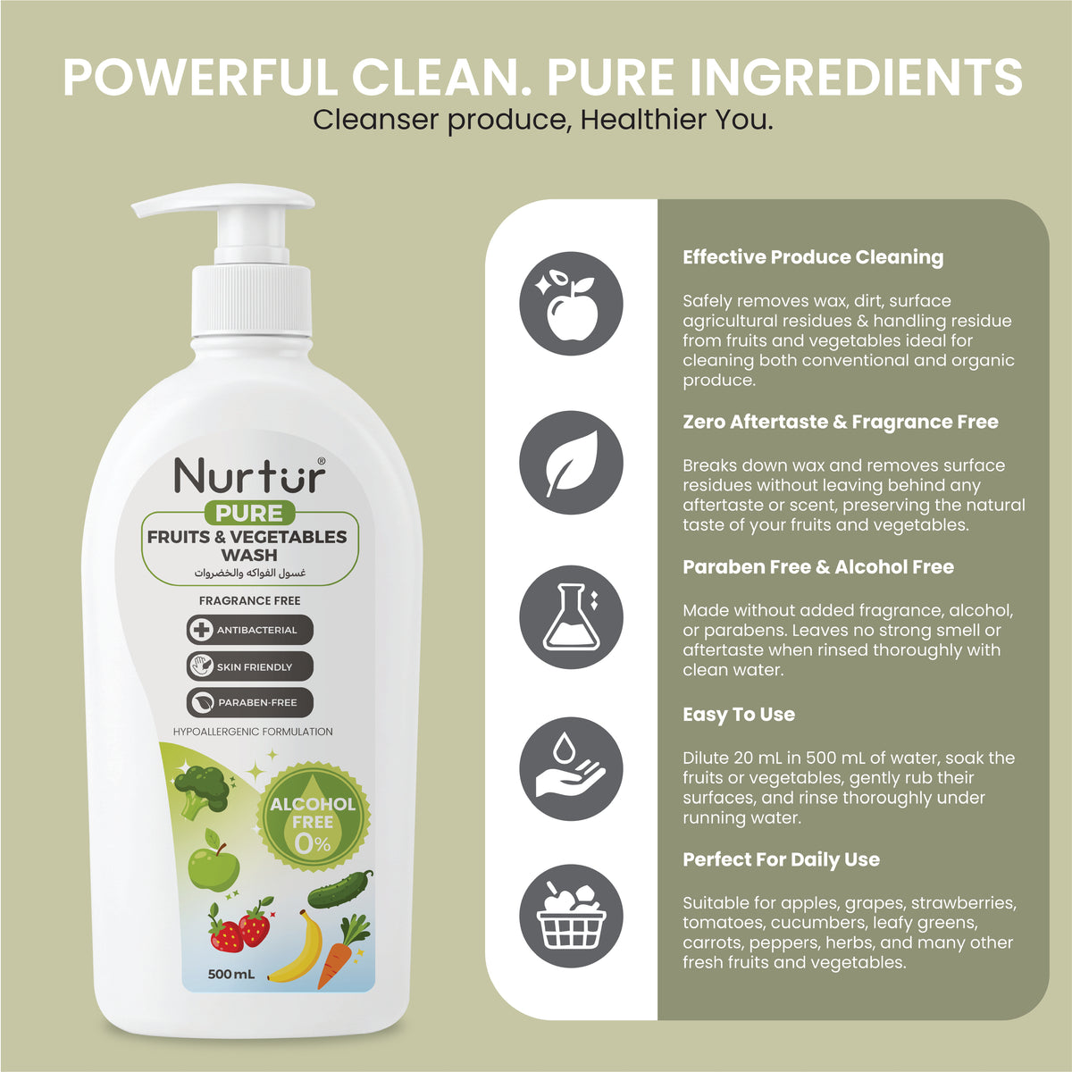 Fruits & Vegetables Wash 2 × 500ml | Food-Safe Alcohol Free