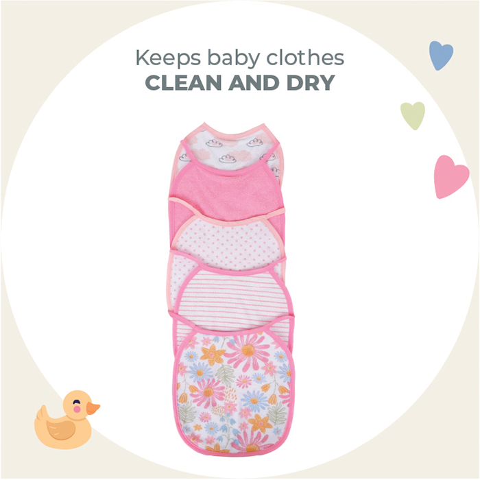 Nurtur Cotton bibs - Printed Character 5 Pack / Girl