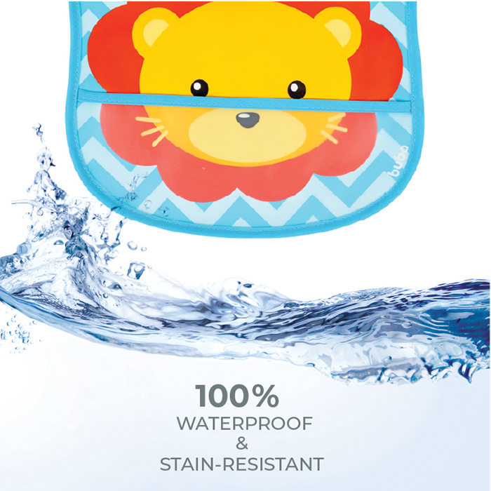 Nurtur PP Bib with Pocket - Character Print - Lion/Boy - Pack of 1