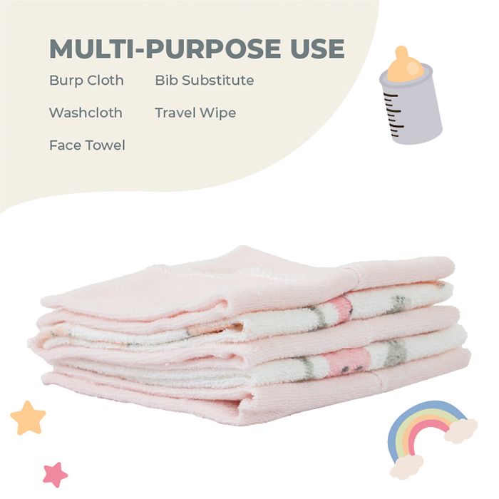 Nurtur 5 pk Washcloths - Terry Cloth - Pink Multi/Girl