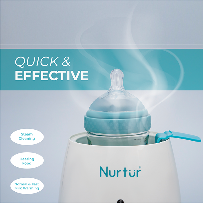Nurtur Ember Bottle and food warmer, Easy to use design, auto shut off, UK Plug, led Timer Function, Rotary Knob