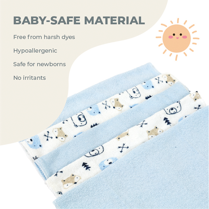 Nurtur 5 pk Washcloths - Terry Cloth - Blue Multi/Boy