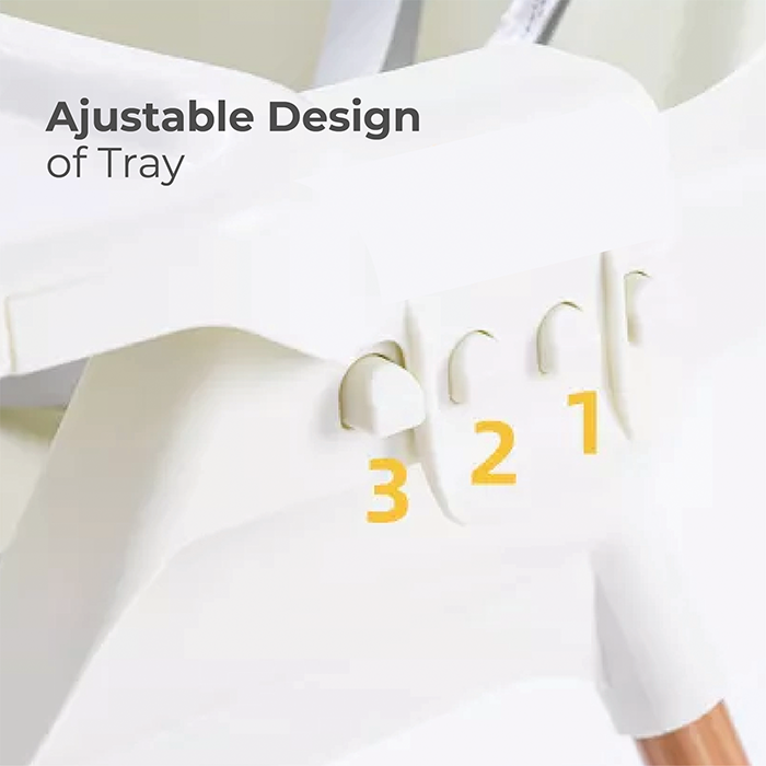 Nurtur 2 in 1High chair, adjustable height, wooden finish, with padded cushioning, Detachable Tray, footrest included - Pink