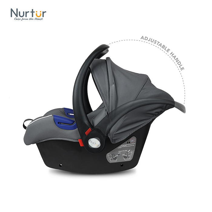 Nurtur Nemo Baby Carrier - Adjustable Canopy and Handle - Extra Protection – 3 -Point Safety Harness - Suitable from 0 months to 12 months, Upto 13kg, Black/Blue