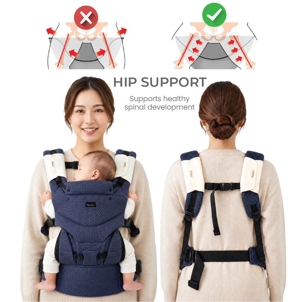 حمالة الأطفال الرضع Nurtur Willow Deluxe Mesh – قماش فاخر، مريحة ذات وجهين، أحزمة مبطنة قابلة للتعديل - أنثراسايت