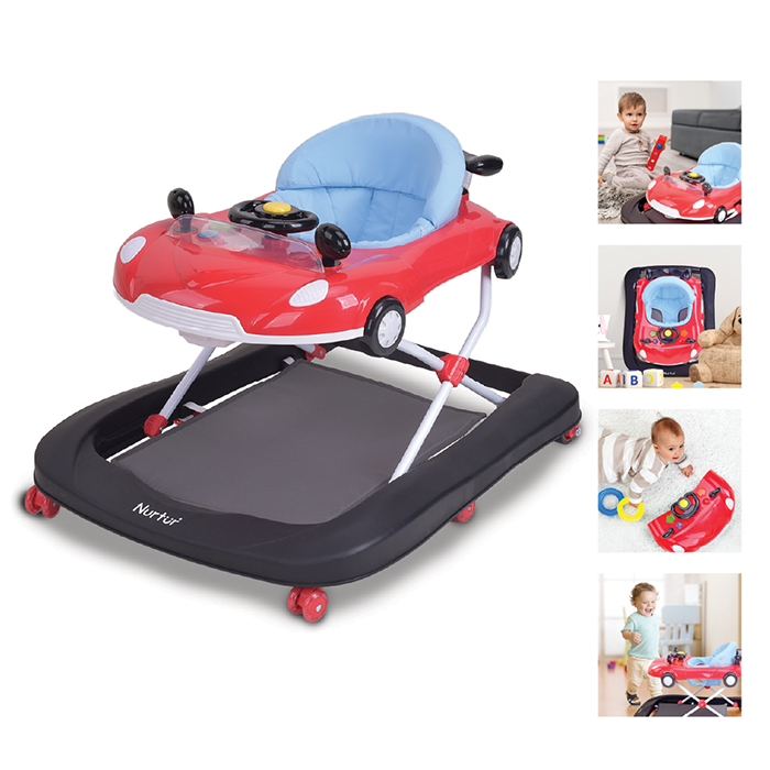 Nurtur 4 In 1 Baby Multi Walker-rocking Function- Music - 5 Height Adjustment- feeding table, car mould, easy fold - Multi