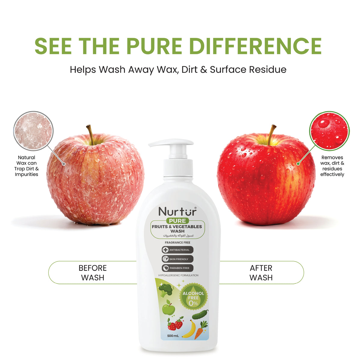 Fruits & Vegetables Wash 3 × 500ml | Food-Safe Alcohol Free