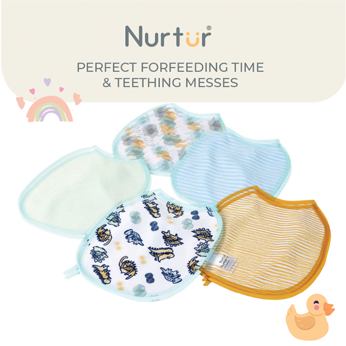 Nurtur Cotton bibs - Printed Character 5 Pack - Blue