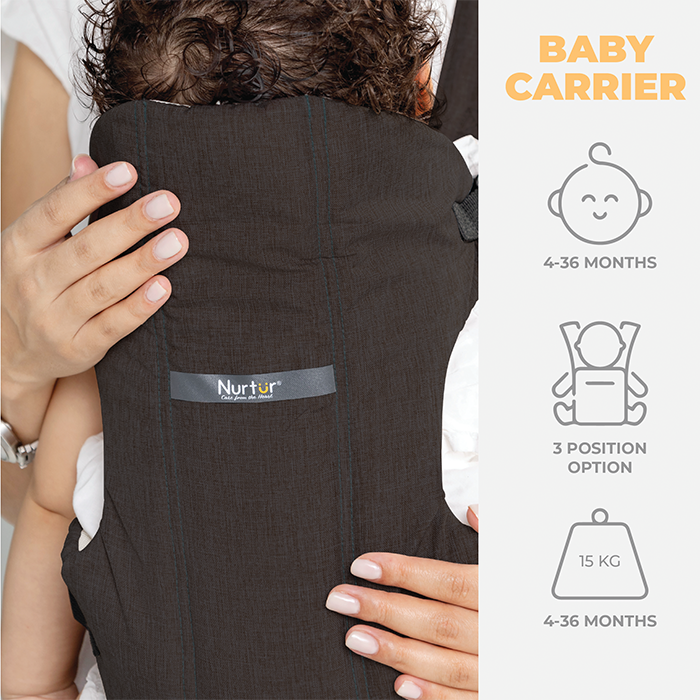 Nurtur Dove Deluxe Infant Baby Carrier – Premium Fabric, Dual-Facing Comfort, Adjustable Cushioned Straps, & Built-In Baby Bib - Black
