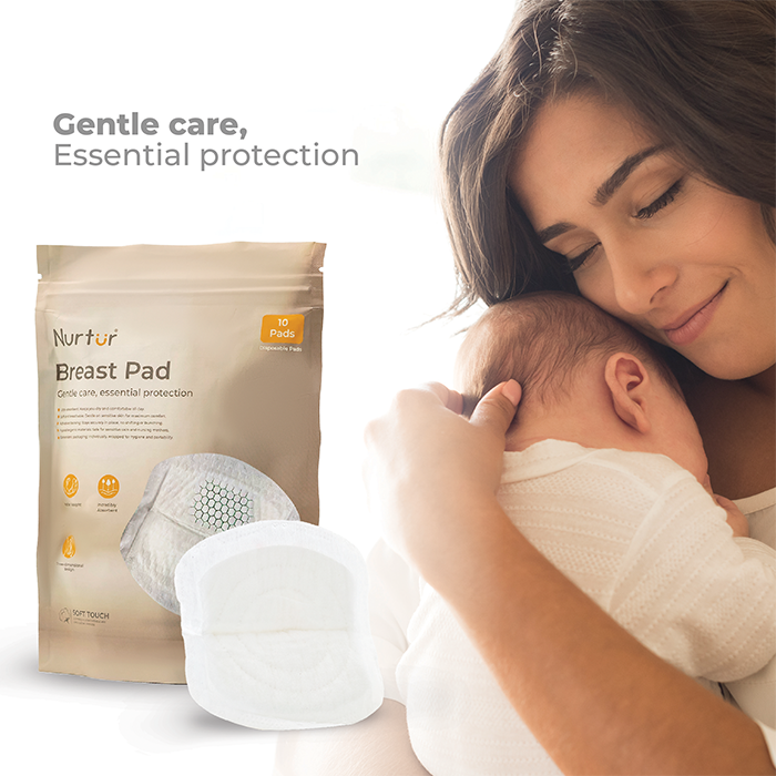 Nurtur Disposable Breast Pads for Nursing Mothers – Pack of 10 Trial – Ultra-Thin, Leak-Proof, Individually Wrapped, Soft & Breathable with Honeycomb Quick-Absorb Design