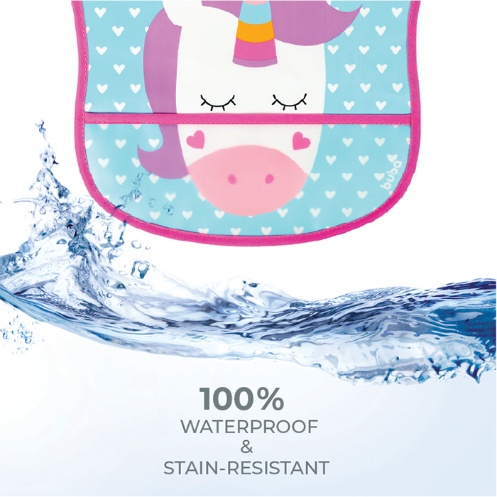 Nurtur PP Bib with Pocket - Character Print - Unicorn/Boy - Pack of 1