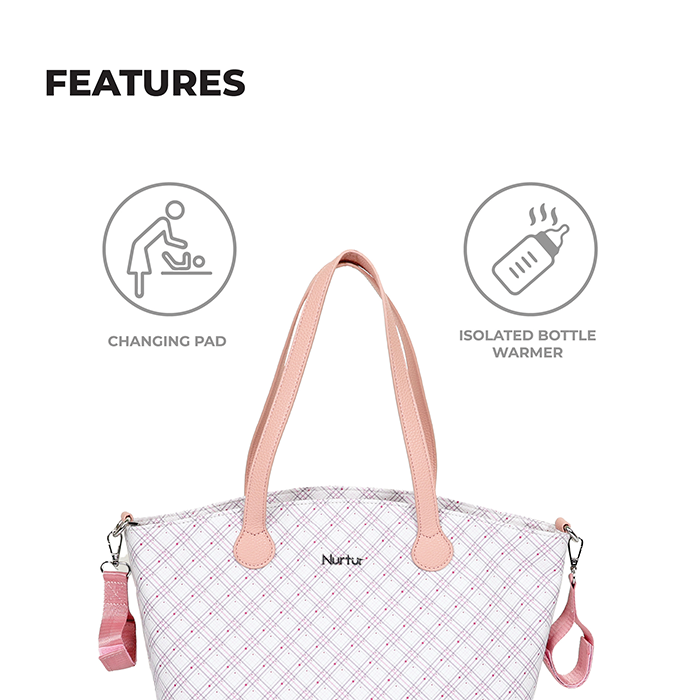 Nurtur Vogue Maternity Diaper Bag Fashion Bag Multifunction Travel Bag with insulator bottle warming pocket and changing pad - Printed