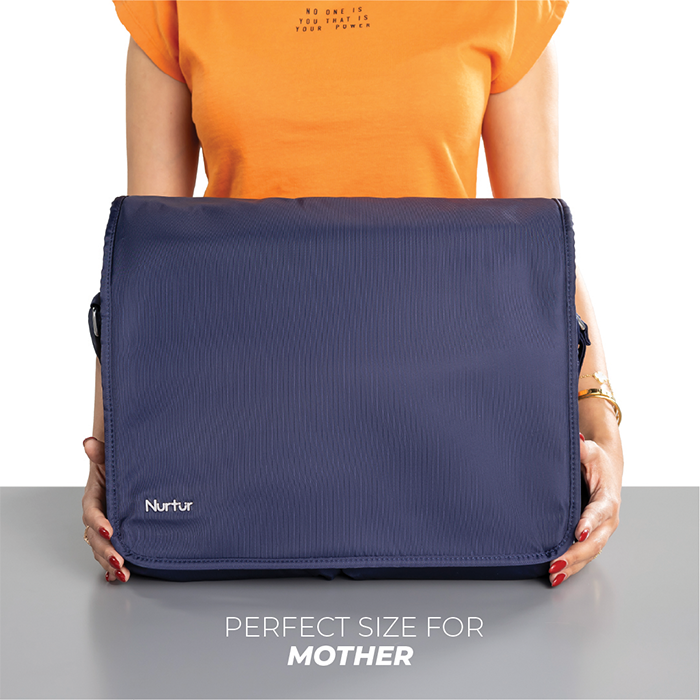 Nurtur Metro Messenger Diaper Bag Fashion Tote Bag Multifunction Travel Bag with insulator bottle warming pocket and changing pad - Navy