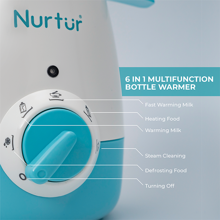 Nurtur Ember Bottle and food warmer, Easy to use design, auto shut off, UK Plug, led Timer Function, Rotary Knob