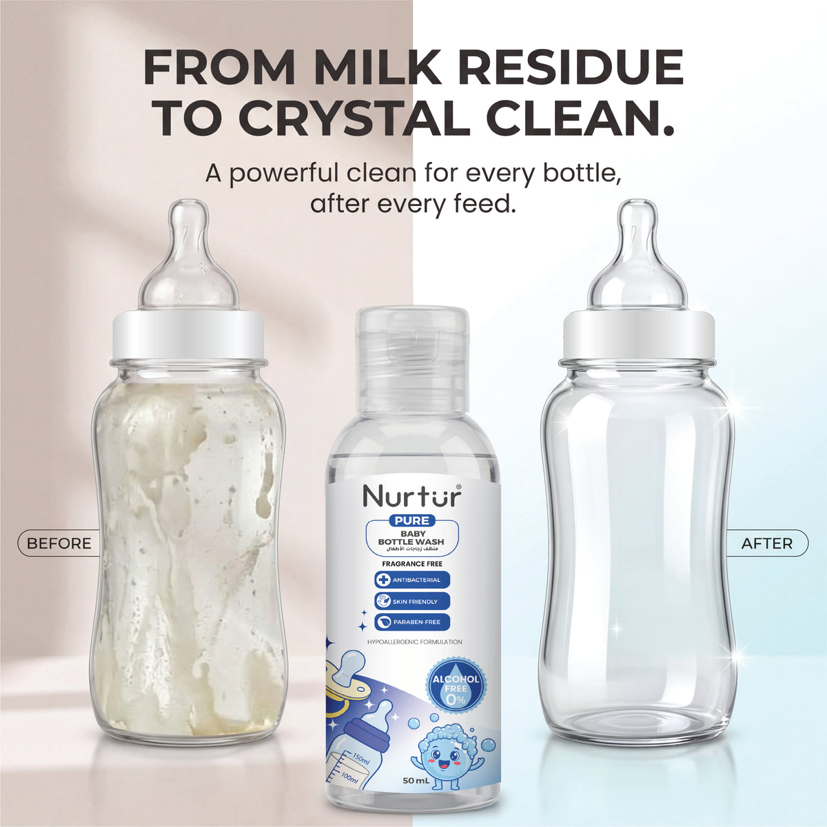 Baby Bottle Cleanser 50ml | Alcohol & Paraben-Free | Baby Safe