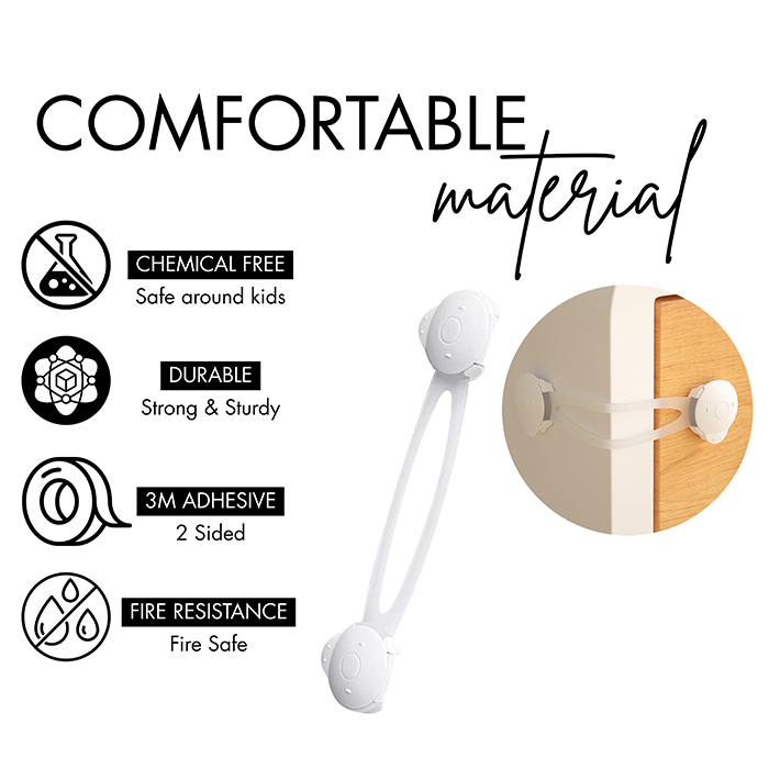 Nurtur Multipurpose Child Safety Locks - Flexible ABS+PE (2 Pack)