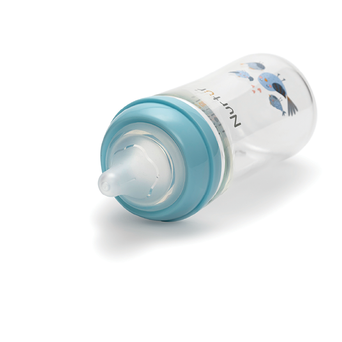 Nurtur Cozi - 240Ml Anticolic Glass Feeding Bottle - Blue