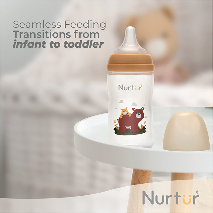 Nurtur Cozi - 240Ml Anticolic Feeding Bottle - PP - Brown Multi