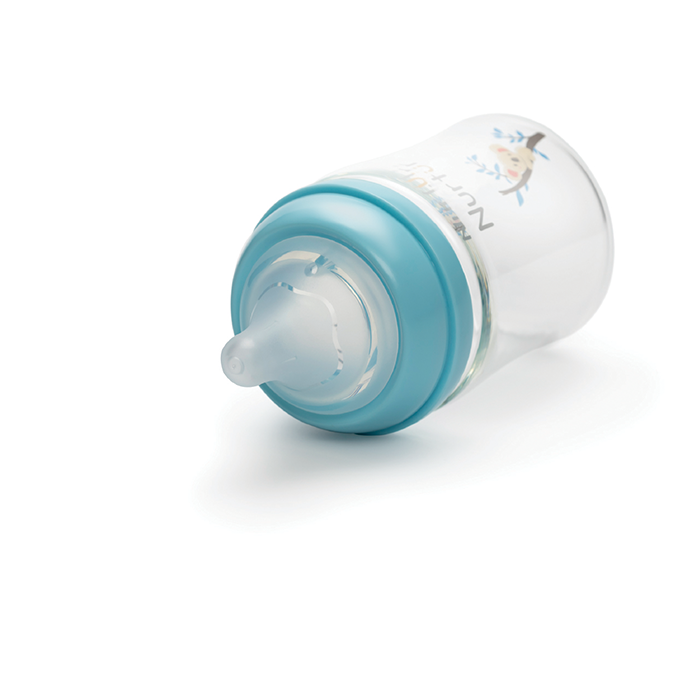 Nurtur Cozi - 160Ml Anticolic Glass Feeding Bottle - Blue