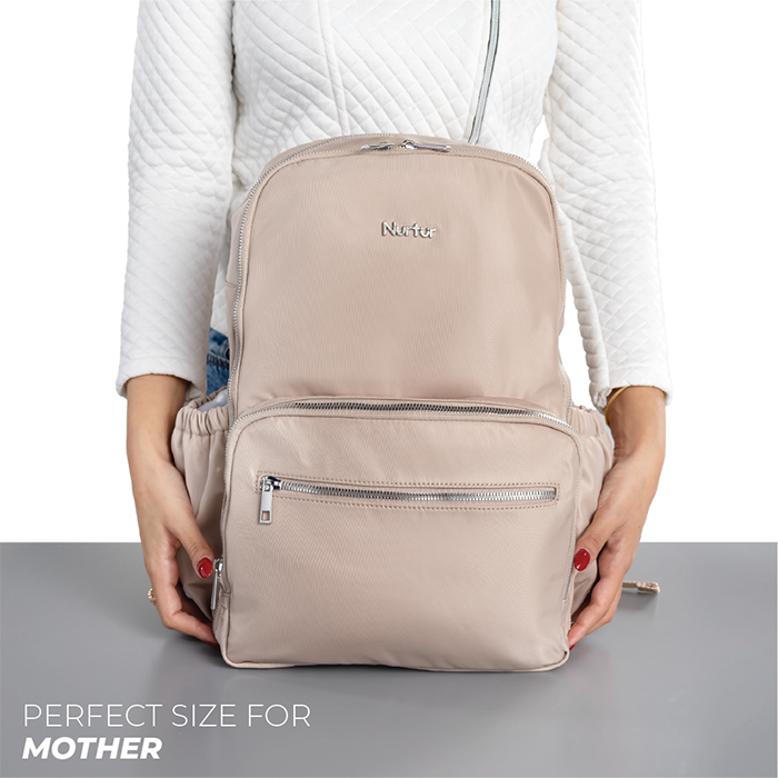 Nurtur Maverick Maternity Diaper Bag Fashion Bagpack Bag Multifunction Travel Bag with insulator bottle warming pocket and changing pad - Beige