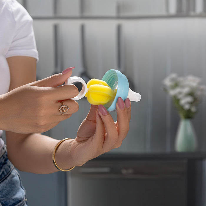 Nurtur 4 in 1 Baby Bottle Brush, Sponge Absorbant brush for effective cleaning with Teat Brush and Sterile Tongs Oncluded