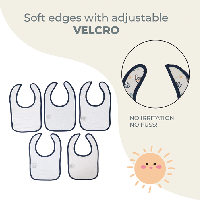 Nurtur 5 pack milk feeding bibs - Terry Cotton - Blue Multi/Boy