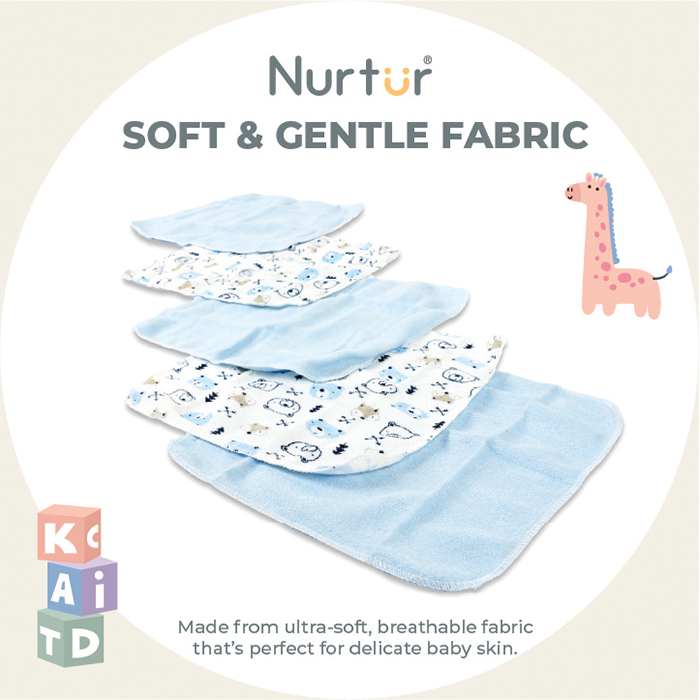 Nurtur 5 pk Washcloths - Terry Cloth - Blue Multi/Boy