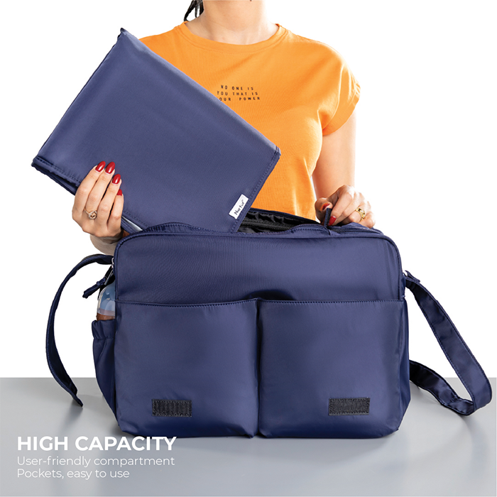 Nurtur Metro Messenger Diaper Bag Fashion Tote Bag Multifunction Travel Bag with insulator bottle warming pocket and changing pad - Navy