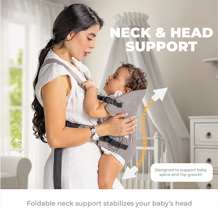 Nurtur Dove Deluxe Infant Baby Carrier – Premium Fabric, Dual-Facing Comfort, Adjustable Cushioned Straps, & Built-In Baby Bib - Grey