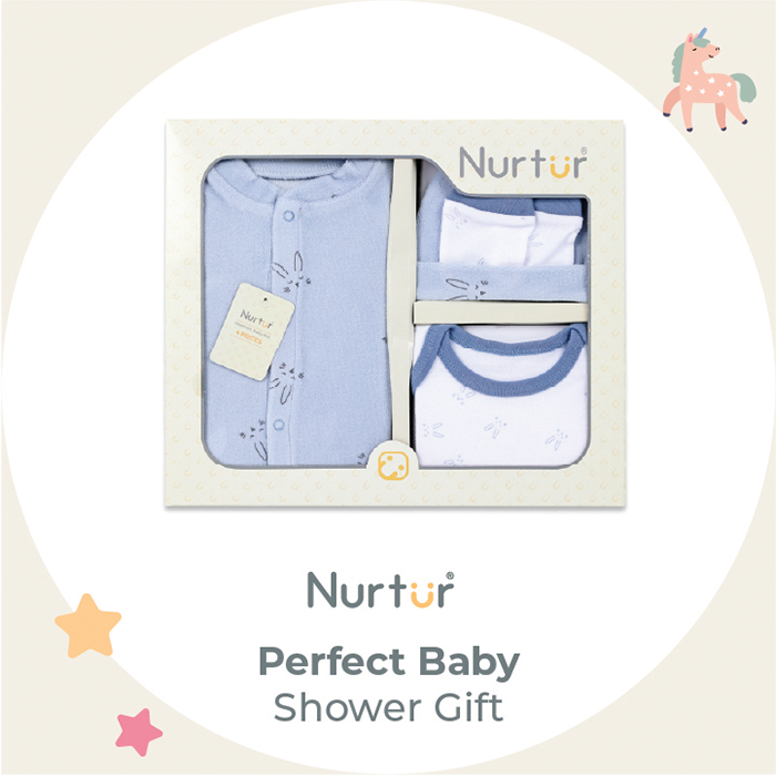 Nurtur Gift Set - 4 Pieces, (Sleepsuit, Short Sleeve Bodysuit, Hat, Mittens) Pink Multi/Girl