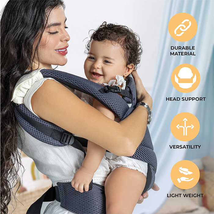 Nurtur Willow Deluxe Mesh Infant Baby Carrier – Premium Fabric, Dual-Facing Comfort, Adjustable Cushioned Straps - Anthracite