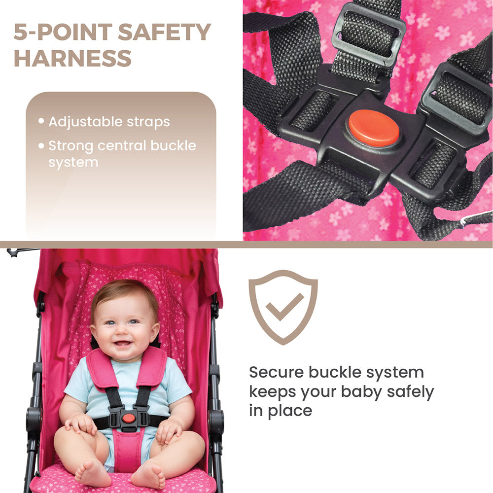 Pink Lightweight Stroller | Best Travel Stroller, Compact Travel Stroller & Umbrella Stroller for Babies (6–36 Months)