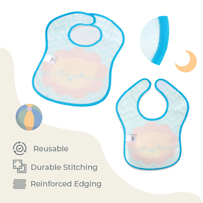 Nurtur PP Bib with Pocket - Character Print - Lion/Boy - Pack of 1