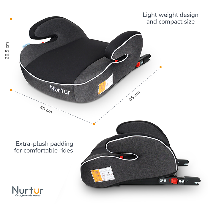 Nurtur Enzo Kids Booster Car Seat - Arm Rest Seat, Blow up Narrow Backless Booster Car Seat for Travel, Suitable from 4 years to 12 years (Group 2/3) - Blue