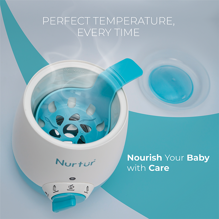 Nurtur Ember Bottle and food warmer, Easy to use design, auto shut off, UK Plug, led Timer Function, Rotary Knob