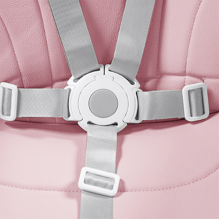 Nurtur 2 in 1High chair, adjustable height, wooden finish, with padded cushioning, Detachable Tray, footrest included - Pink