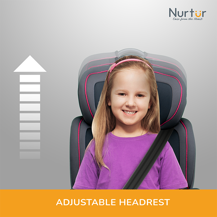 Nurtur Jupiter Baby/Kids 3-in-1 Car Seat + Booster Seat - Adjustable Backrest - Extra Protection - 5-Point Safety Harness - 9 months to 12 years (Group 1/2/3), Upto 36kg - Black