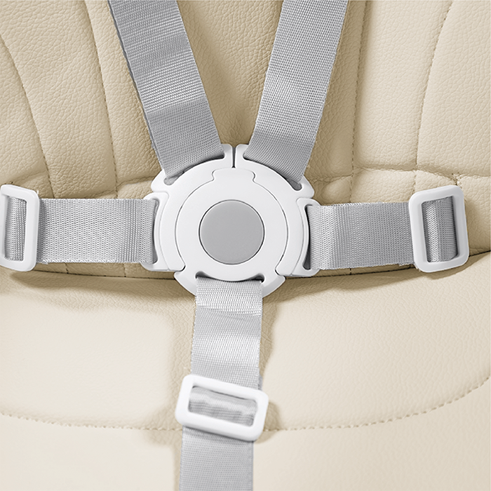 Nurtur 2 in 1High chair, adjustable height, wooden finish, with padded cushioning, Detachable Tray, footrest included - Beige