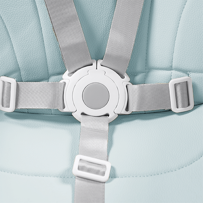 Nurtur 2 in 1High chair, adjustable height, wooden finish, with padded cushioning, Detachable Tray, footrest included - Blue