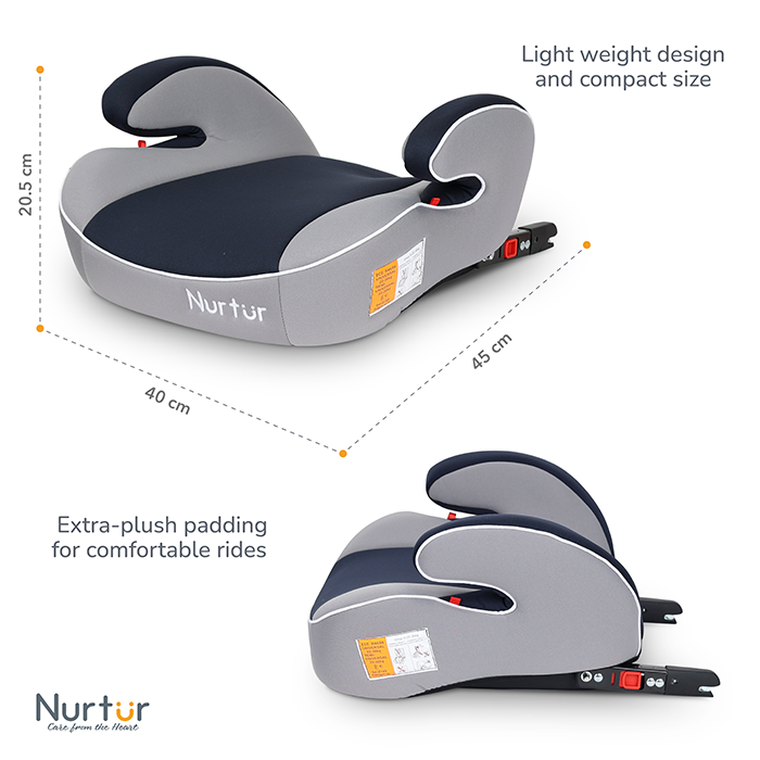 Nurtur Bruno Baby/Kids 3-in-1 Car Seat, Slim & Comfy Design - 4 Positions Recline 5-Point Safety Harness - 143° Angle 0 months to 7 years (Group 0+/1/2), Upto 25kg - Black Multi