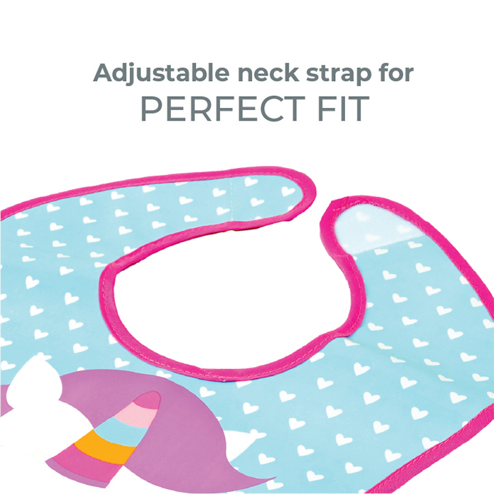 Nurtur PP Bib with Pocket - Character Print - Unicorn/Boy - Pack of 1