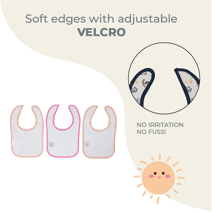 Nurtur 5 pack milk feeding bibs - Terry Cotton - Pink Multi/Girl