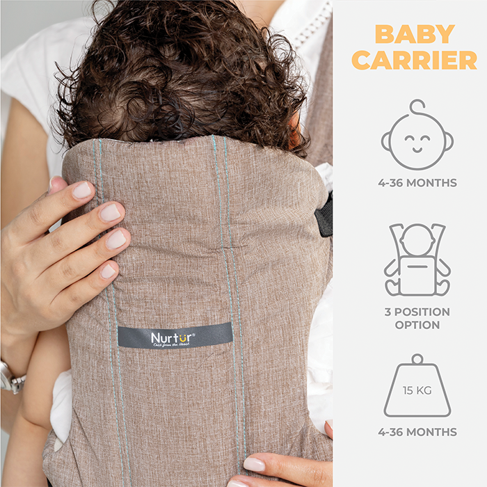 Nurtur Dove Deluxe Infant Baby Carrier – Premium Fabric, Dual-Facing Comfort, Adjustable Cushioned Straps, & Built-In Baby Bib - Sand